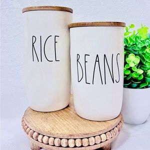 Rae Dunn rice and bean canister set